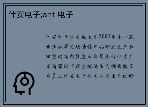 什安电子;ant 电子